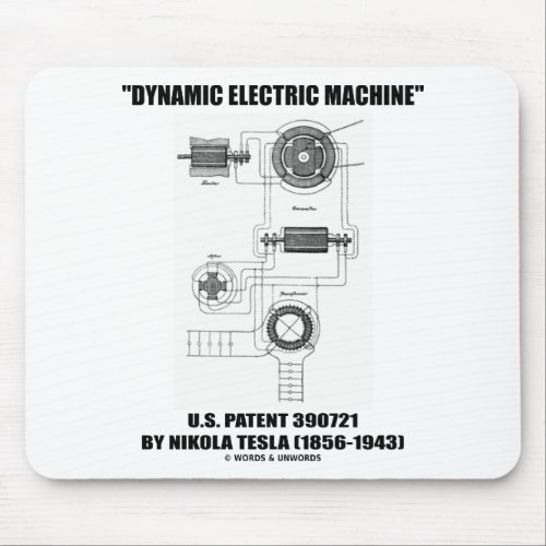 Dynamic Electric Machine US Patent 390721 By Tesla Mouse Pad