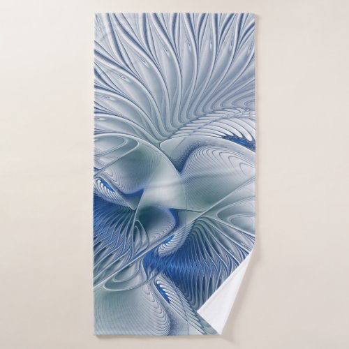Dynamic Fantasy Abstract Blue Tones Fractal Art Bath Towel