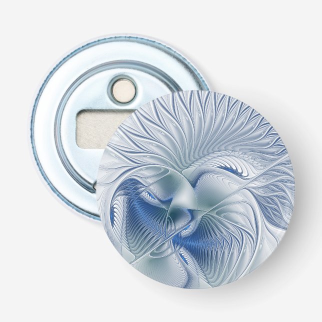 Dynamic Fantasy Abstract Blue Tones Fractal Art Bottle Opener (Front)