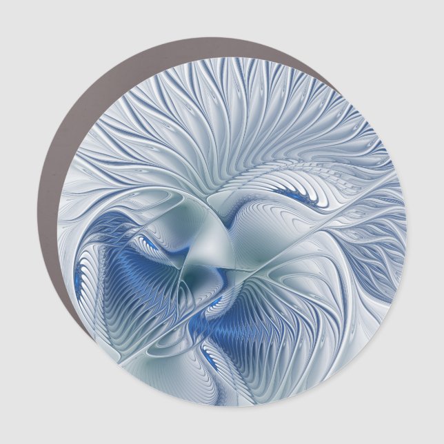Dynamic Fantasy Abstract Blue Tones Fractal Art Car Magnet (Front)