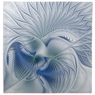 Dynamic Fantasy Abstract Blue Tones Fractal Art Cloth Napkin