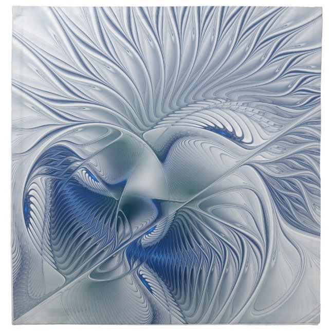 Dynamic Fantasy Abstract Blue Tones Fractal Art Cloth Napkin (Front)