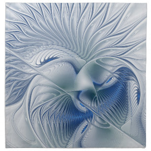 Dynamic Fantasy Abstract Blue Tones Fractal Art Cloth Napkin
