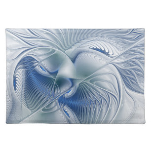 Dynamic Fantasy Abstract Blue Tones Fractal Art Cloth Placemat