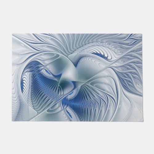 Dynamic Fantasy Abstract Blue Tones Fractal Art Doormat