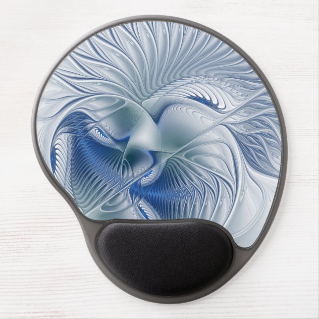Dynamic Fantasy Abstract Blue Tones Fractal Art Gel Mouse Pad (Front)