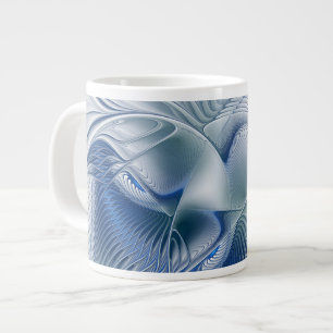 Dynamic Fantasy Abstract Blue Tones Fractal Art Giant Coffee Mug