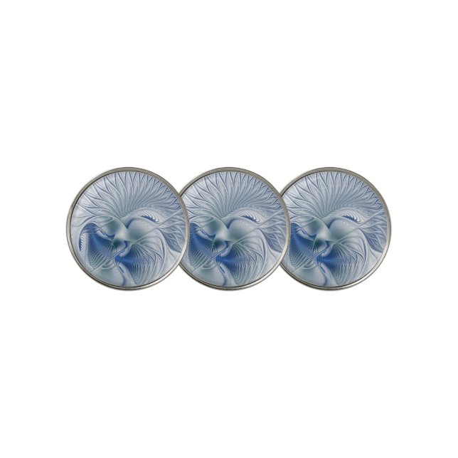 Dynamic Fantasy Abstract Blue Tones Fractal Art Golf Ball Marker (3 Up)