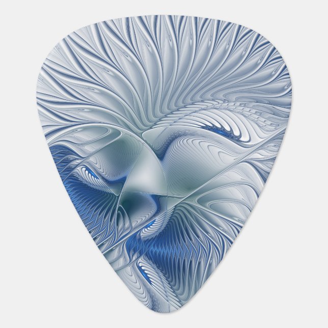 Dynamic Fantasy Abstract Blue Tones Fractal Art Guitar Pick (Front)