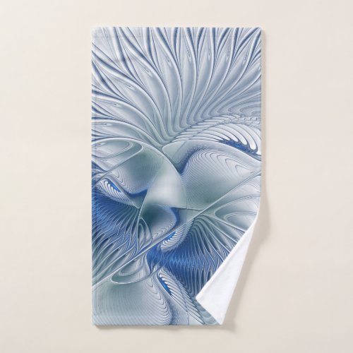 Dynamic Fantasy Abstract Blue Tones Fractal Art Hand Towel