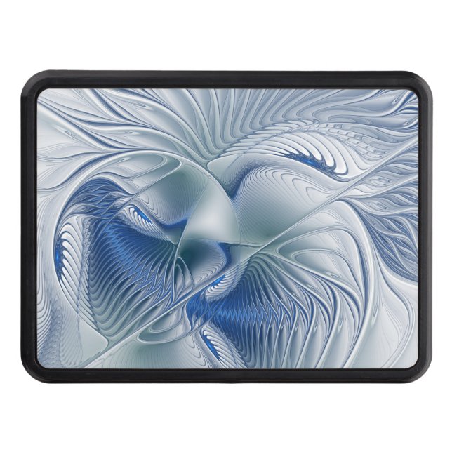 Dynamic Fantasy Abstract Blue Tones Fractal Art Hitch Cover (Front)