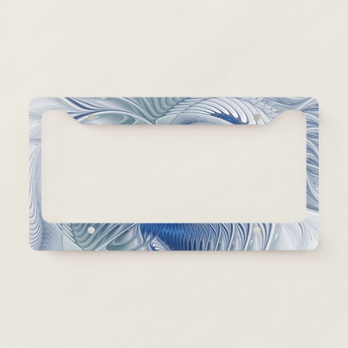 Dynamic Fantasy Abstract Blue Tones Fractal Art License Plate Frame