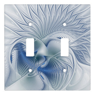 Dynamic Fantasy Abstract Blue Tones Fractal Art Light Switch Cover