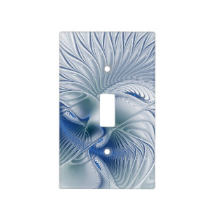 Dynamic Fantasy Abstract Blue Tones Fractal Art Light Switch Cover