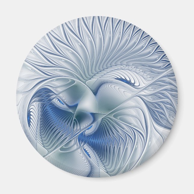 Dynamic Fantasy Abstract Blue Tones Fractal Art Magnet (Front)
