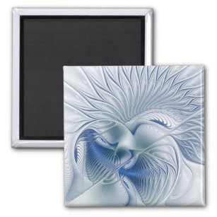Dynamic Fantasy Abstract Blue Tones Fractal Art Magnet