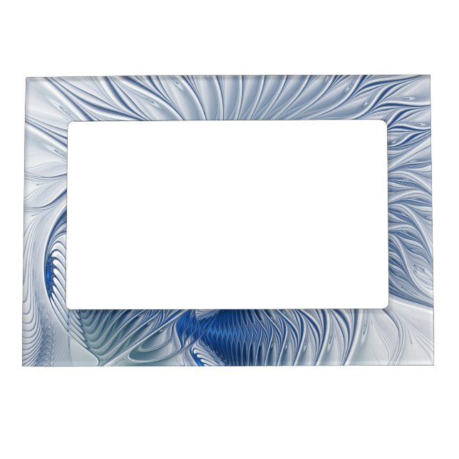 Dynamic Fantasy Abstract Blue Tones Fractal Art Magnetic Frame (Front)