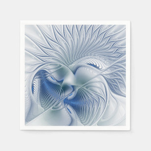 Dynamic Fantasy Abstract Blue Tones Fractal Art Napkins