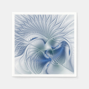 Dynamic Fantasy Abstract Blue Tones Fractal Art Napkins