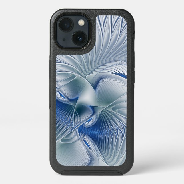Dynamic Fantasy Abstract Blue Tones Fractal Art Otterbox iPhone Case (Back)