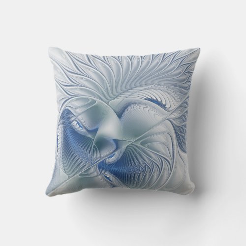 Dynamic Fantasy Abstract Blue Tones Fractal Art Outdoor Pillow