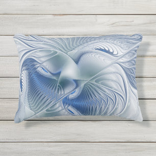 Dynamic Fantasy Abstract Blue Tones Fractal Art Outdoor Pillow