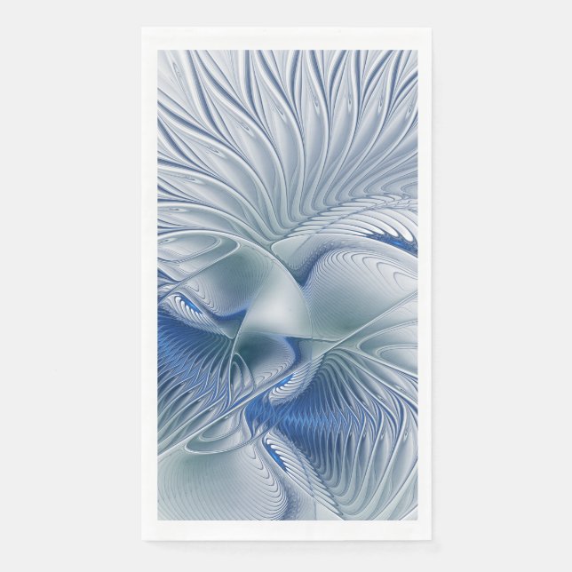 Dynamic Fantasy Abstract Blue Tones Fractal Art Paper Guest Towels (Front)
