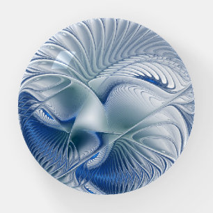 Dynamic Fantasy Abstract Blue Tones Fractal Art Paperweight