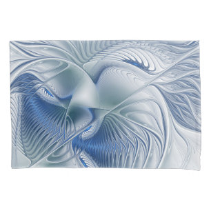 Dynamic Fantasy Abstract Blue Tones Fractal Art Pillow Case