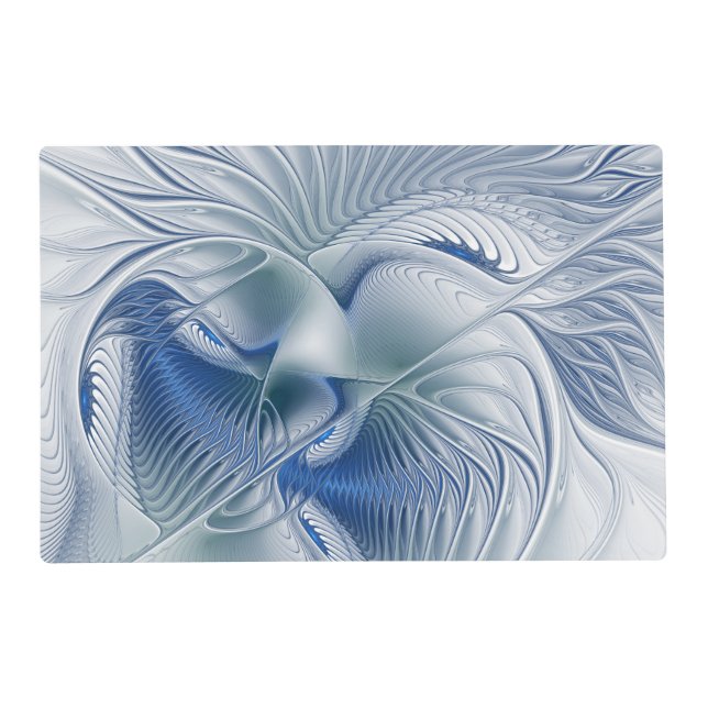 Dynamic Fantasy Abstract Blue Tones Fractal Art Placemat (Front)