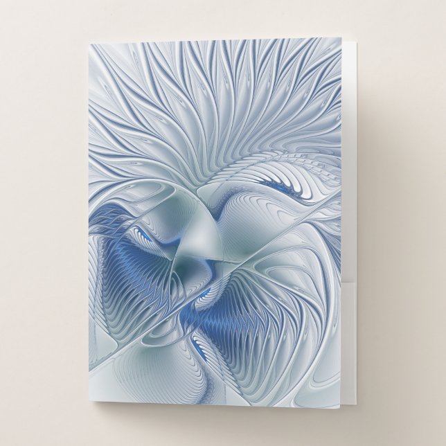 Dynamic Fantasy Abstract Blue Tones Fractal Art Pocket Folder (Front)