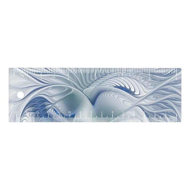 Dynamic Fantasy Abstract Blue Tones Fractal Art Ruler (Front)