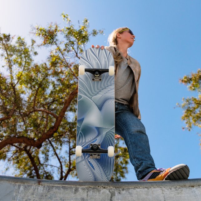 Dynamic Fantasy Abstract Blue Tones Fractal Art Skateboard (Outdoor 1)