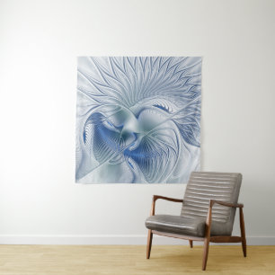 Dynamic Fantasy Abstract Blue Tones Fractal Art Tapestry