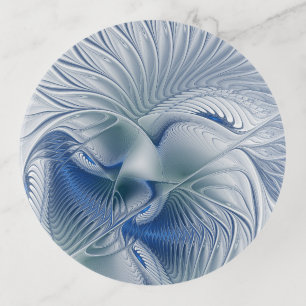 Dynamic Fantasy Abstract Blue Tones Fractal Art Trinket Tray