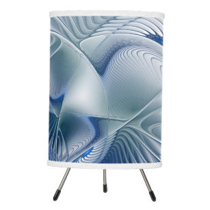 Dynamic Fantasy Abstract Blue Tones Fractal Art Tripod Lamp