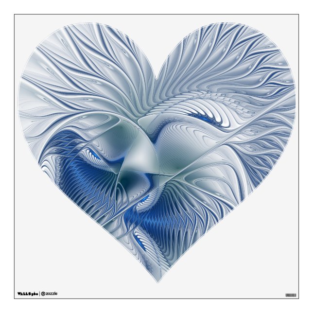 Dynamic Fantasy Abstract Blue Tones Fractal Art Wall Decal (Front)