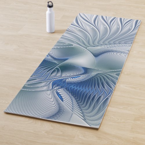 Dynamic Fantasy Abstract Blue Tones Fractal Art Yoga Mat