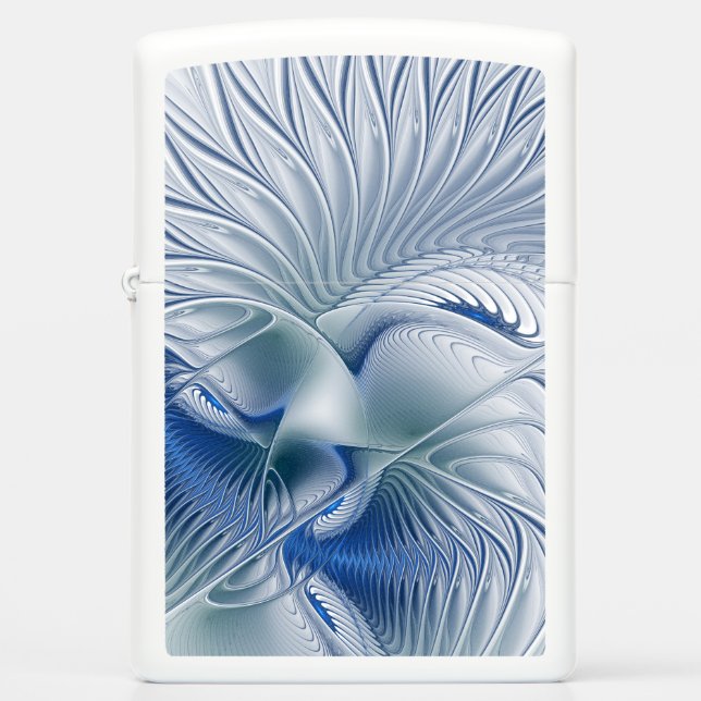 Dynamic Fantasy Abstract Blue Tones Fractal Art Zippo Lighter (Front)