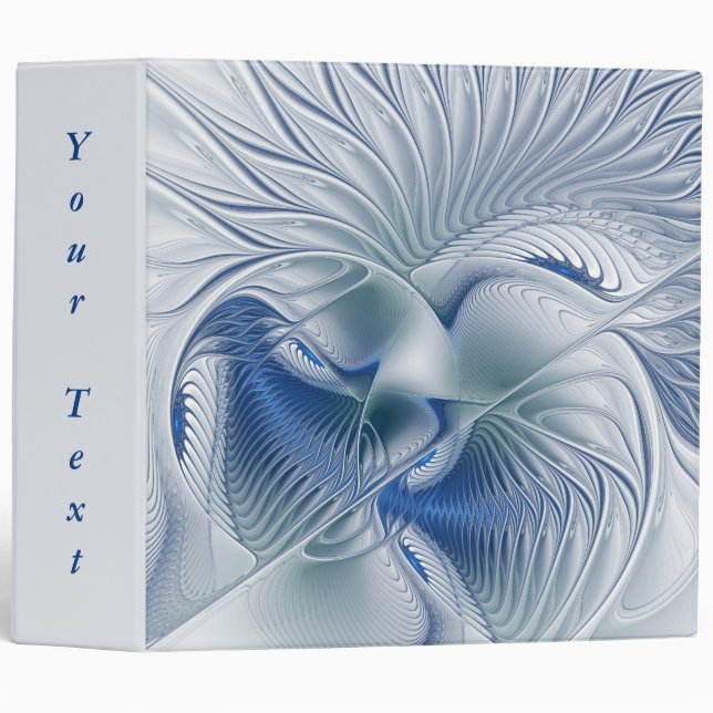 Dynamic Fantasy Abstract Blue Tones Fractal Text 3 Ring Binder (Front/Spine)