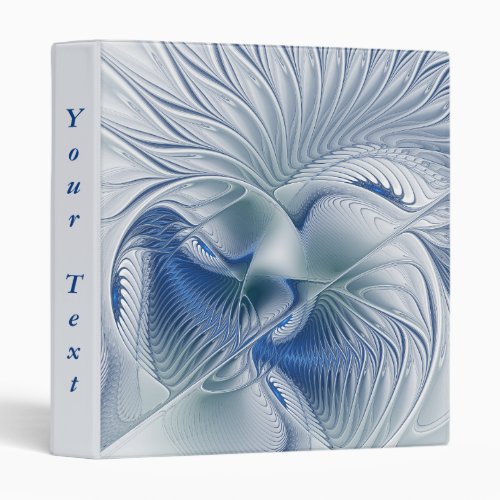 Dynamic Fantasy Abstract Blue Tones Fractal Text 3 Ring Binder