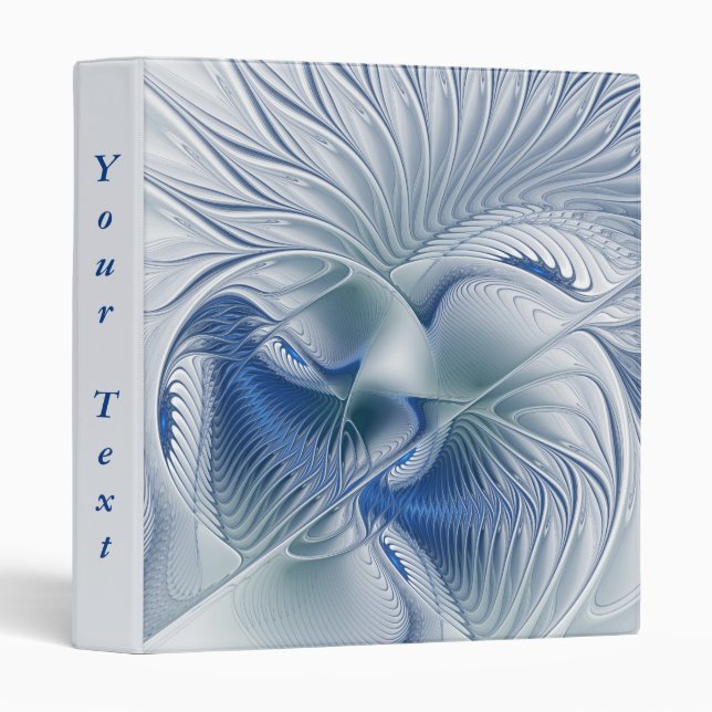 Dynamic Fantasy Abstract Blue Tones Fractal Text 3 Ring Binder (Front/Spine)
