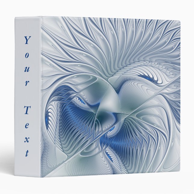 Dynamic Fantasy Abstract Blue Tones Fractal Text 3 Ring Binder (Front/Spine)