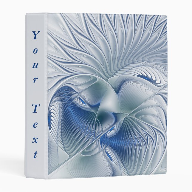 Dynamic Fantasy Abstract Blue Tones Fractal Text Mini Binder (Front/Spine)
