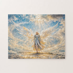 Dynamic Fantasy Angel in Radiant Atmospheric Light Jigsaw Puzzle