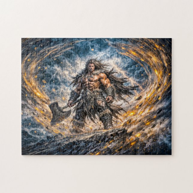 Dynamic Fantasy Berserker Warrior with Powerful Ba Jigsaw Puzzle (Horizontal)