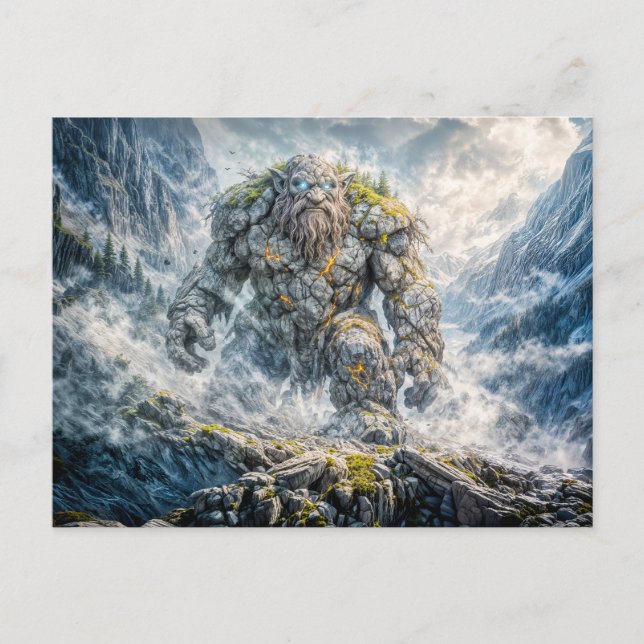 Dynamic Fantasy Troll in Dramatic Atmospheric Land Postcard (Front)