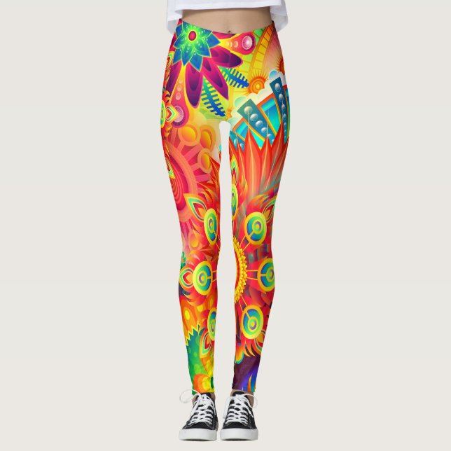 Dynamic Fashion Fractal Colorful Leggings (Front)