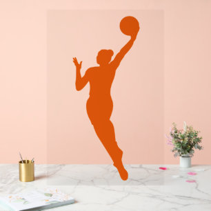 Dynamic Female Basketball Player Silhouette Design Acrylic Sign