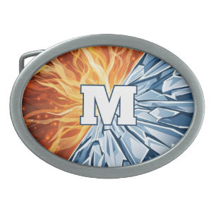 Dynamic Fire and Ice Elemental Belt Buckle
